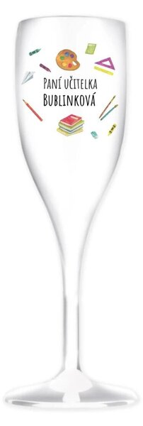 Personalizovaná nerozbitná prosecco sklenice pro paní učitelku/pana učitele (pomůcky)