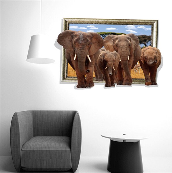 Živá Zeď Samolepka Sloni Safari