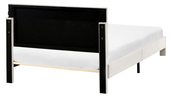 Postel s úložnými zásuvkami Umělý samet LONZAC 120 x 200 cm Krémově bílá