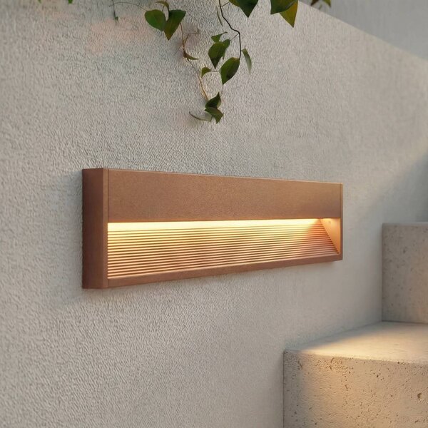 Lucande Venkovní nástěnné LED svítidlo Trevin, 60 cm, IP65, hliník, Hnědá / rez, Hliník, Moderní
