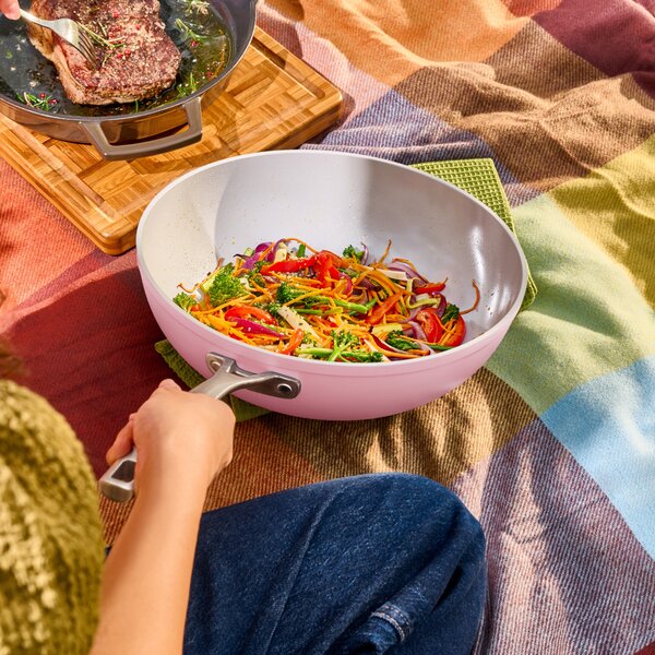 Elmich Nepřilnavá keramická pánev wok Zen Ø 28 cm - růžová