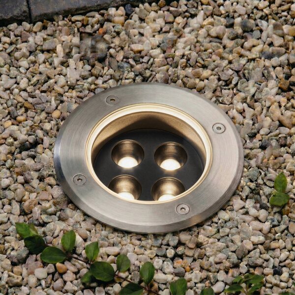 Arcchio LED zapuštěný bodový svítidlo Thentos, Ø 12 cm, 40°, nikl, IP67, Hliník / šedá / zinek, Nerezová ocel