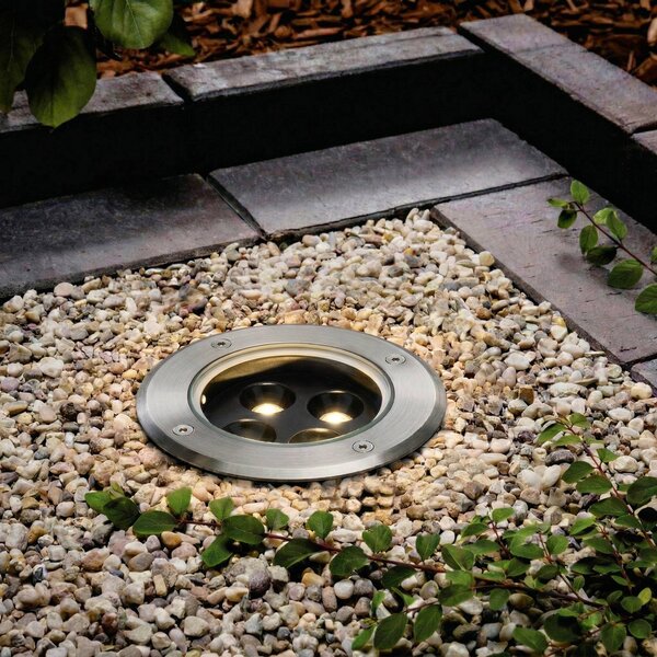 Arcchio LED zapuštěný bodový svítidlo Thentos, Ø 12 cm, 40°, nikl, IP67, Hliník / šedá / zinek, Nerezová ocel
