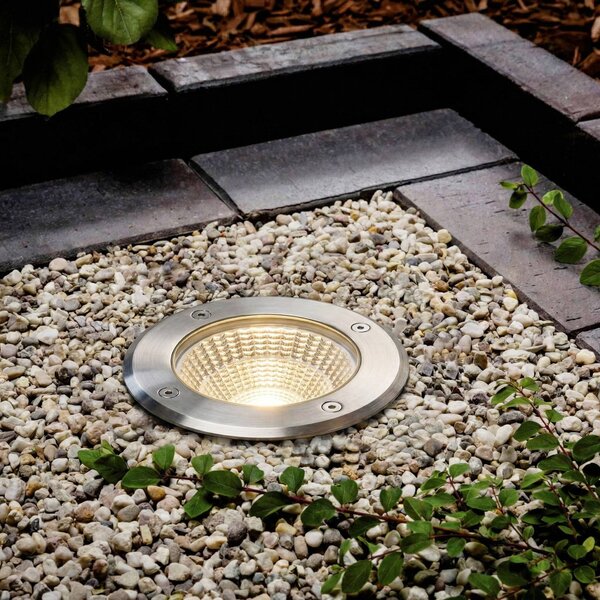 Arcchio LED zapuštěný bodový svítidlo Thentos, Ø 12 cm, 60°, nikl, IP67, Hliník / šedá / zinek, Nerezová ocel