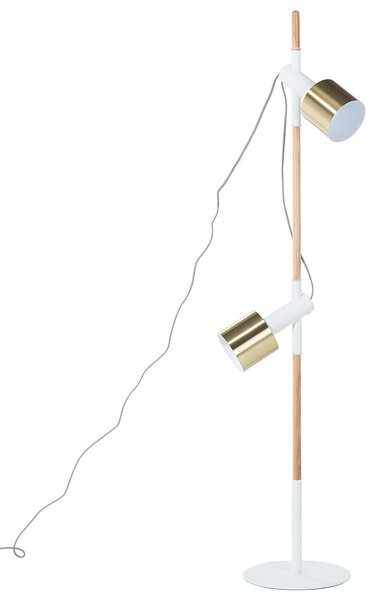 Stojací lampa OWENS Nastavitelná Jasanové dřevo Bílá