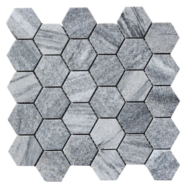 Kamenná mozaika z mramoru, Hexagon silver grey