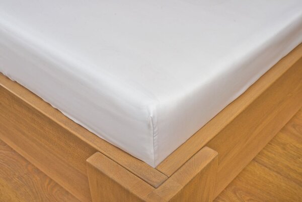 Kvalitex Luxusní Saténové prostěradlo bílé Bavlna Satén, 90x200+15 cm
