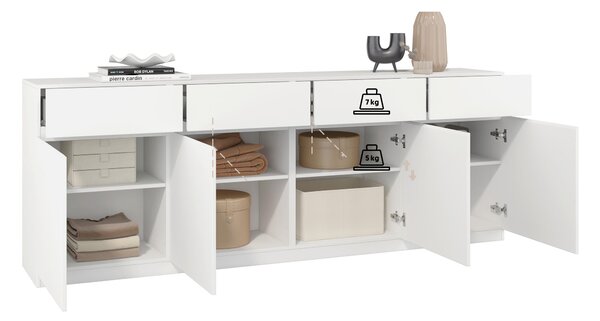 ŠIROKÁ KOMODA, bílá, 224,8/82,4/40 cm MID.YOU - Online Only komody, Online Only