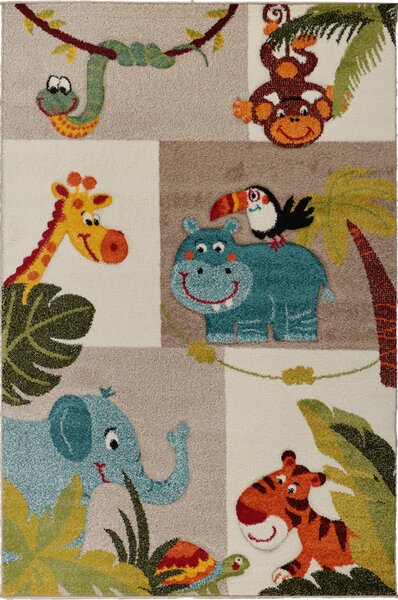 J-Line Dětský kusový koberec Jasper Kids 21620-760 béžový BARVA: Vícebarevný, ROZMĚR: 140x200 cm