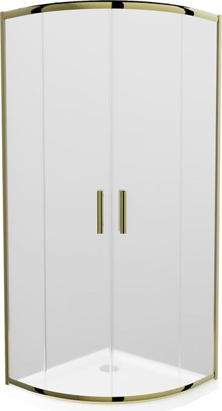 MEXEN/S - Apia sprchový kout čtvrtkruh 80x80 cm, dekor, zlatá + bílá vanička se sifonem 863-080-080-50-30-4110G