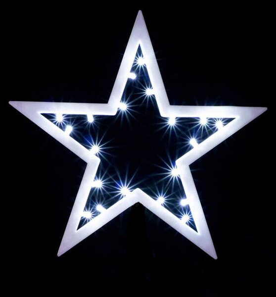 Vánoční závěsná hvězda 25,5 cm, 20 LED, studeně bílá