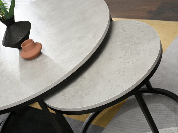 Set konferenčních stolků JACEK - beton / černý