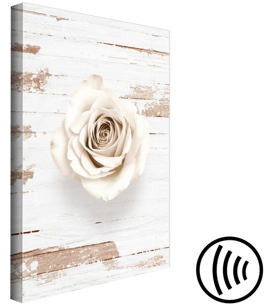 Obraz Pastelový vír (1-dílný) svislý - růže na světlém dřevěném pozadí