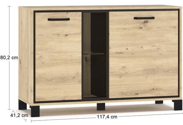Nabbi Dvoudveřová komoda Vinap CH-2D - dub artisan / wenge tmavá
