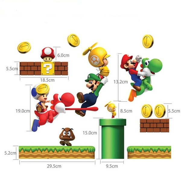 Živá Zeď Samolepka Super Mario Velikost: 72 x 60 cm