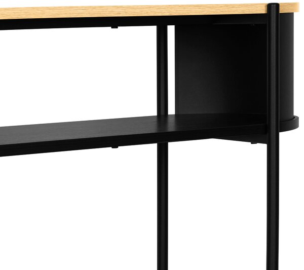 KONZOLOVÝ STOLEK, přírodní barvy, černá, kov, kompozitní dřevo, 100/39/76 cm Xora - Online Only konferenční stolky, Online Only