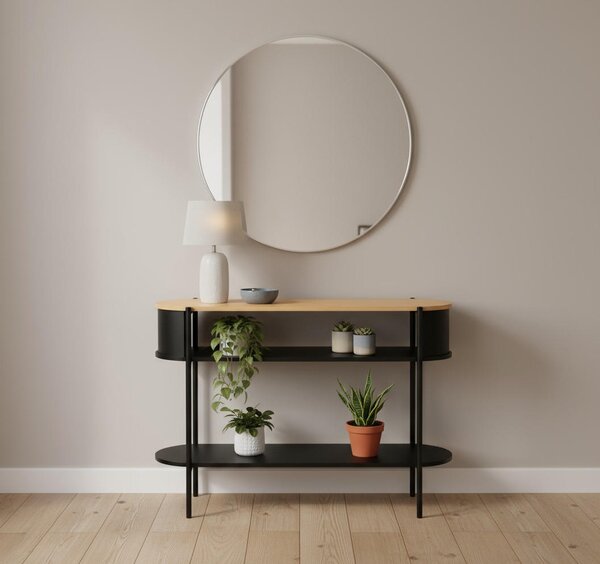 KONZOLOVÝ STOLEK, přírodní barvy, černá, kov, kompozitní dřevo, 100/39/76 cm Xora - Online Only konferenční stolky, Online Only