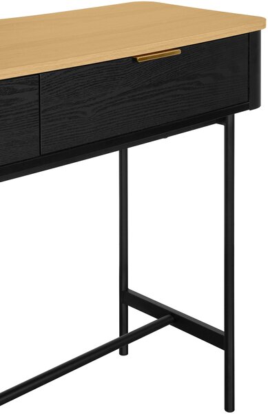 KONZOLOVÝ STOLEK, černá, barvy dubu, kov, kompozitní dřevo, 110/35/78 cm Xora - Online Only konferenční stolky, Online Only