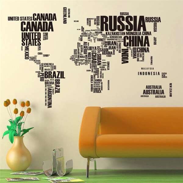 Živá Zeď Samolepka Mapa světa Velikost: 190 X 116 cm