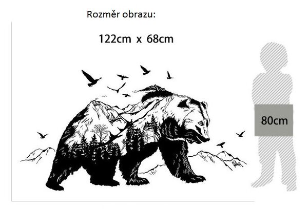 Živá Zeď Samolepka Medvěd