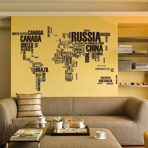 Živá Zeď Samolepka Mapa světa Velikost: 190 X 116 cm