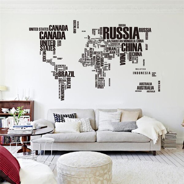 Živá Zeď Samolepka Mapa světa Velikost: 190 X 116 cm
