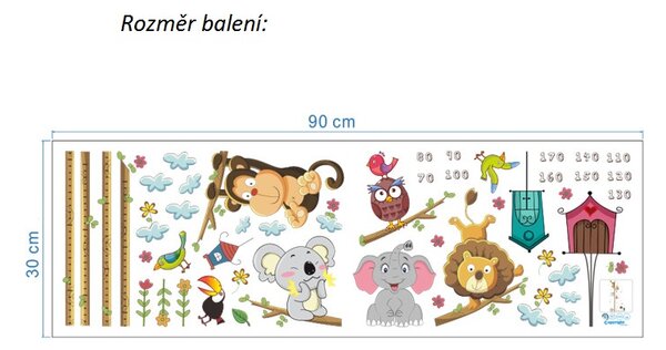 Živá Zeď Samolepka Dětský metr Zvířátka ze ZOO