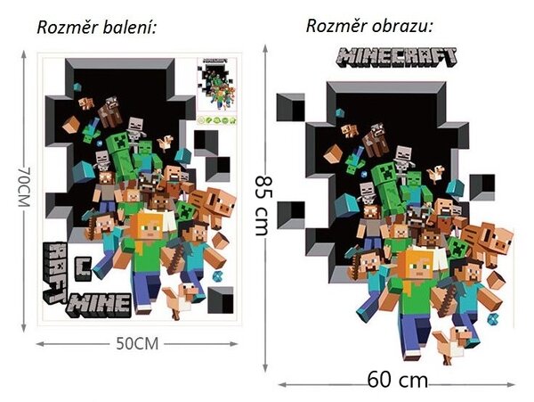 Živá Zeď Samolepka Minecraft díra