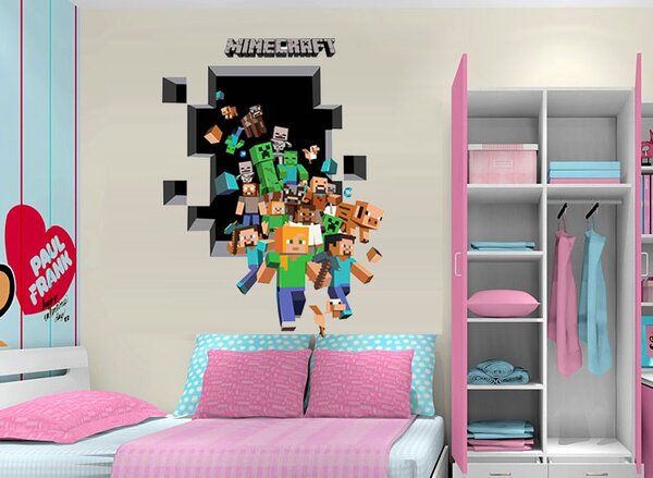 Živá Zeď Samolepka Minecraft díra