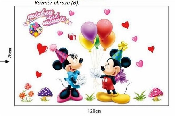 Živá Zeď Samolepka Mickey Mouse a Minnie Velikost: 75 x 120 cm
