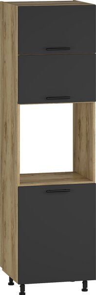 Vysoká kuchyňská skříňka pro vestavnou troubu VITO - 60x214x56 cm - dub craft/antracitová