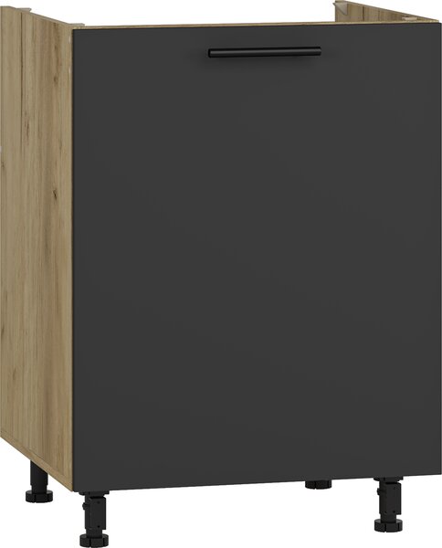 Dolní kuchyňská skříňka pro zabudování dřezu VITO - 60x82x52 cm - dub craft/antracitová