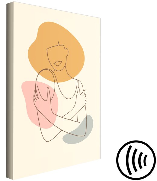 Obraz Objímání (1-dílný) svislý - postava ženy v lineart stylu