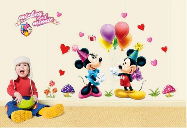 Živá Zeď Samolepka Mickey Mouse a Minnie Velikost: 75 x 120 cm