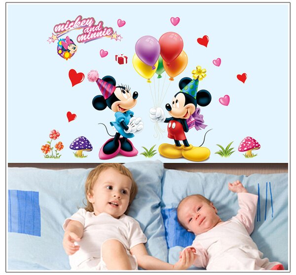 Živá Zeď Samolepka Mickey Mouse a Minnie Velikost: 75 x 120 cm