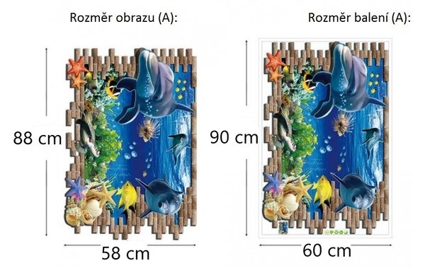 Živá Zeď Samolepka Roztomilí delfíni Velikost: 88 x 58 cm