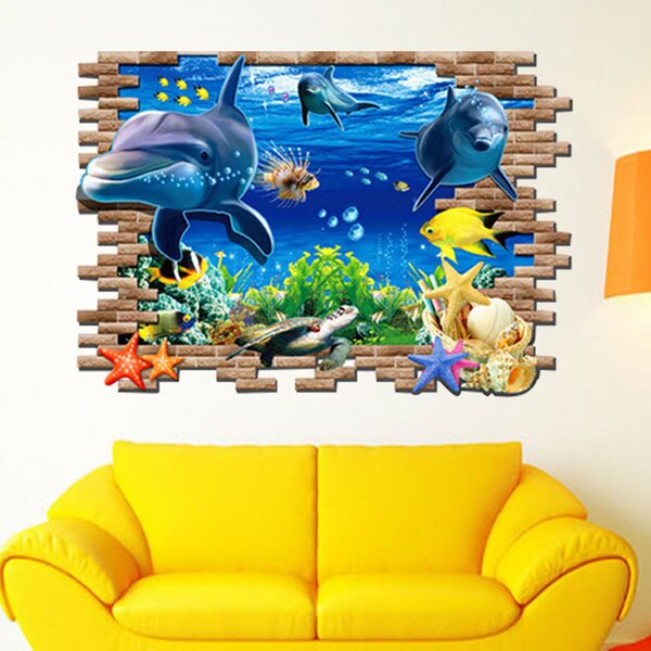 Živá Zeď Samolepka Roztomilí delfíni Velikost: 88 x 58 cm