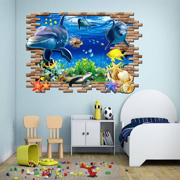 Živá Zeď Samolepka Roztomilí delfíni Velikost: 88 x 58 cm