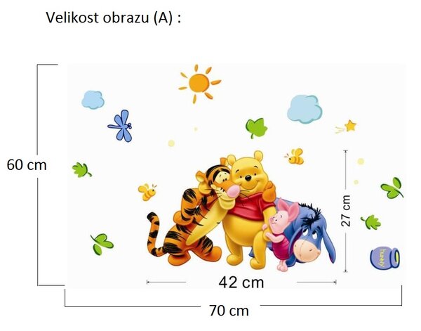 Živá Zeď Samolepka Medvídek Pú s přáteli Velikost: 120 x 70 cm