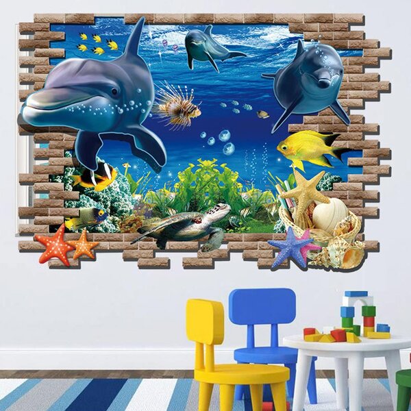 Živá Zeď Samolepka Roztomilí delfíni Velikost: 88 x 58 cm