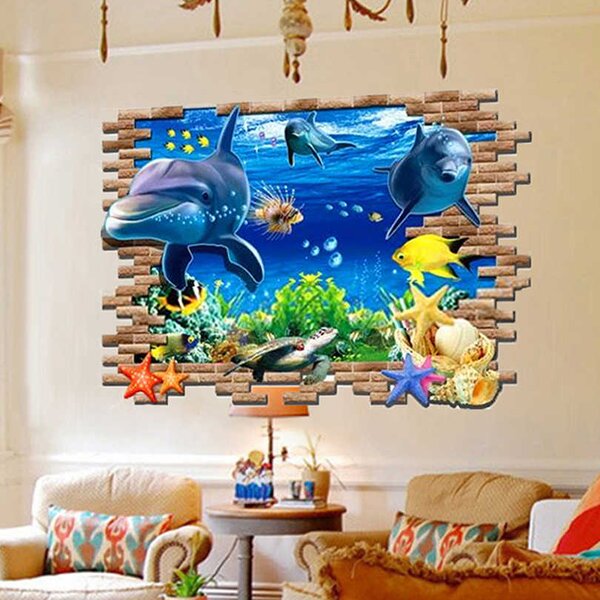 Živá Zeď Samolepka Roztomilí delfíni Velikost: 88 x 58 cm
