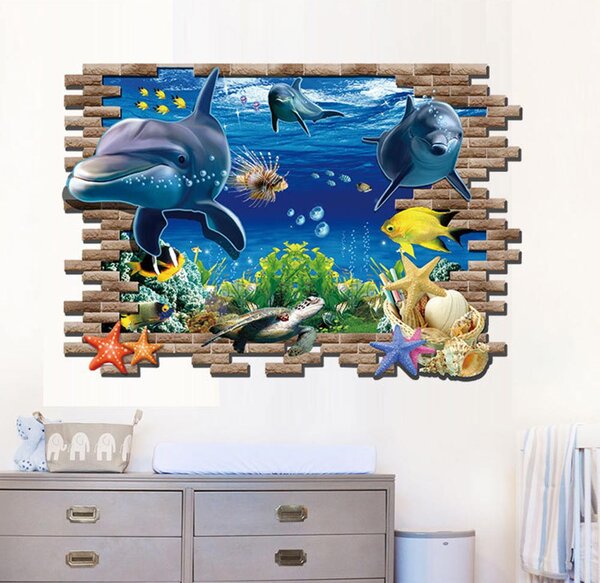 Živá Zeď Samolepka Roztomilí delfíni Velikost: 88 x 58 cm