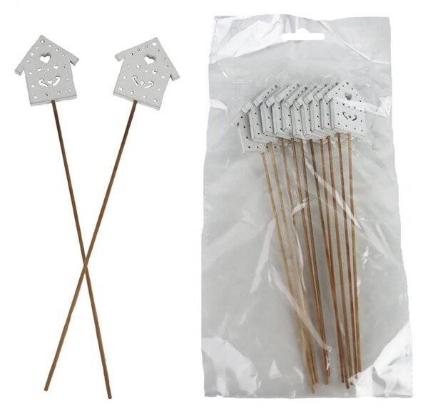 Zápich domeček, 10 ks D6673 - 23 cm
