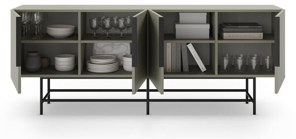 Zelenošedá nízká komoda 200x77,5 cm Eldia – Marckeric