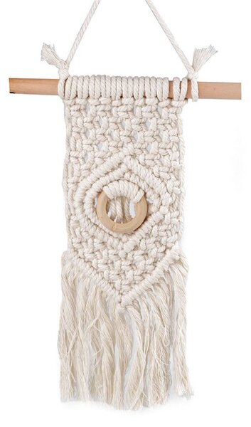Drhaná dekorace macrame k zavěšení - 2 režná světlá