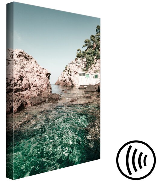 Obraz Chaty na Baleárských ostrovech - přímořská krajina se skalami v pozadí