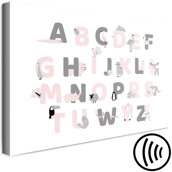 Obraz Polská abeceda pro děti - růžová a šedá písmena se zvířaty