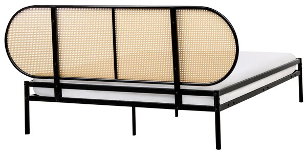 Postel Umělý ratan BOULIN 160 x 200 cm Černá