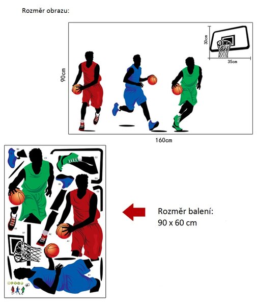 Živá Zeď Samolepka Hráči basketbalu