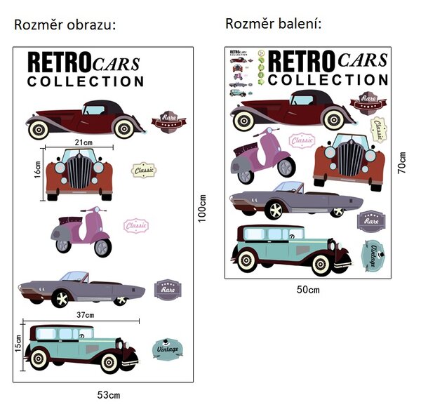 Živá Zeď Samolepka Retro auta Veterán